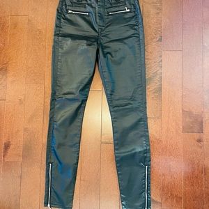 7 for all mankind high-waisted black zip moto style jeans